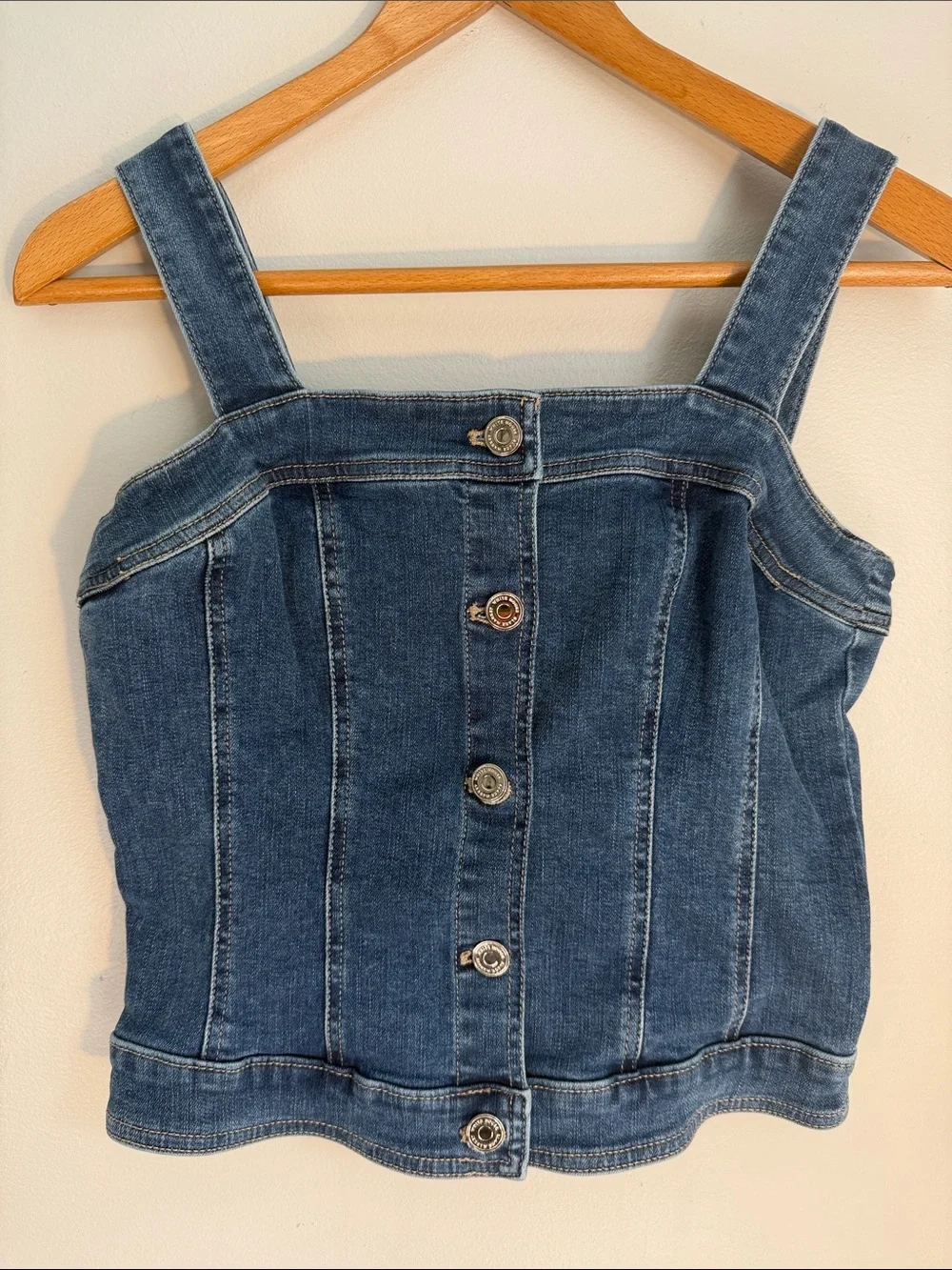 White House Black Market Denim Button-Front Tank Top, 4 - Picture 1 of 3